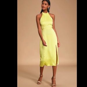 Lulus Perfectly Polished Yellow Halter Midi Dress